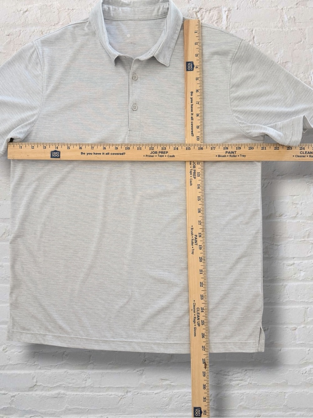 Zella Men’s M Performance Polo short sleeve- Light Gray Sage Micro Stripe - Picture 10 of 10